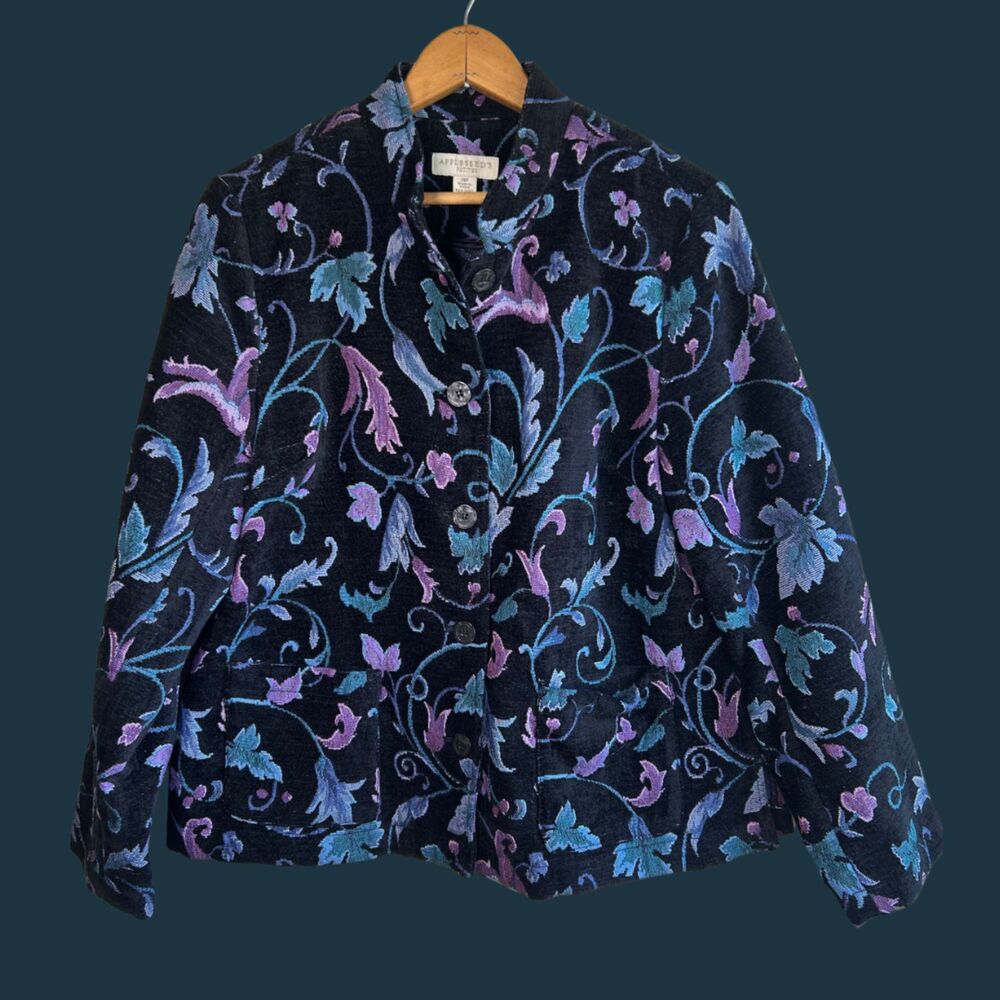 Vintage Appleseeds Floral Tapestry Boho Artsy GrandmaCore Jacket